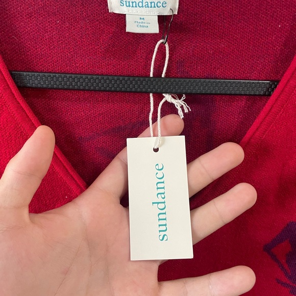 Sundance Red V-Neck Sweater with Playful Design - Picture 2 of 9